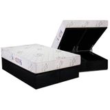 Cama Box Baú Queen: Colchão Espuma D33 Luckspuma Supreme Floral + Base Crc Suede Black(158x198)