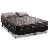 Cama Box Queen: Colchão Molas Herval Bonnel Troya + Base Crc Suede Black(158x198)