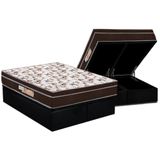 Cama Box Baú Queen: Colchão Ortopédico Polar D28 / Ep Orthopremium + Base Black(158x198)