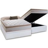 Cama Box Baú Casal: Colchão Molas Bonnel Herval Masterpocket Inspiracion + Base White(138x188)