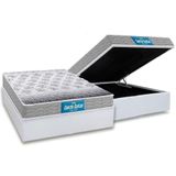 Cama Box Baú Casal: Colchão Espuma D45 Probel / Ep Guarda Costas Próextreme + Base White(138x188)