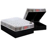 Cama Box Baú Queen: Colchão Molas Pocket Ensacadas Castor Light Stress + Base Black(158x198)