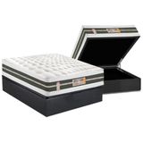 Cama Box Baú Casal: Colchão Molas Castor Bonnel Silver Star Air Double Face + Base Gray(138x188)