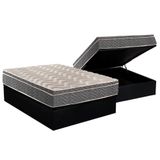 Cama Box Baú Casal: Colchão Espuma D45 Paropas / Ep Confort Mega Firme + Base Black(138x188)