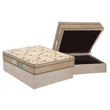 Cama Box Baú Casal: Colchão Espuma D45 Polar Pérola + Base Crc Suede Clean(138x188)