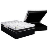 Cama Box Baú Casal: Colchão Ortopédico Luckspuma D33 / Ag65 Aspen 50 Pró Saúde + Base Black(138x188)