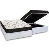 Cama Box Baú Casal: Colchão Espuma Ortobom D45 Light Saúde Ortopillow + Base White(138x188)