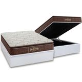 Cama Box Baú Casal: Colchão Ortopédico Probel Guarda Costas Extra Firme + Base White(138x188)