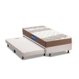 Cama Box C/auxiliar Solteiro: Colchão Espuma Probel D33 Guarda Costa Brown + Base White(88x188)