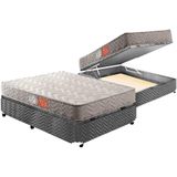 Cama Box Baú Casal: Colchão Espuma D45 Paropas Pasquale + Base Crc Suede Gray(138x188)