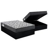 Cama Box Baú Casal: Colchão Ortopédico Ortobom D33 / Ep Iso 100 Ultra Firme + Base Black(138x188)