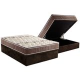 Cama Box Baú Casal: Colchão Espuma Anjos D26 / Ag65 Magnum Double Face + Base Brown(138x188)