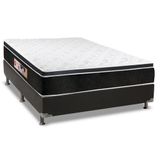 Cama Box Casal: Colchão Espuma D33 Castor Black E White Double Face + Base Crc Suede Black(138x188)