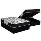 Cama Box Baú Queen: Colchão Espuma D45 Luckspuma Gran Luck Pró Saúde Duplo + Base Black(158x198)