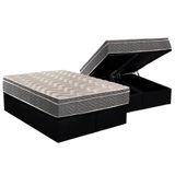 Cama Box Baú Queen: Colchão Ortopédico Paropas D45 / Ep Confort Mega Firme + Base Black(158x198)