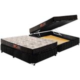 Cama Box Baú Casal: Colchão Espuma D45 Paropas Pasquale + Base Crc Suede Black(138x188)