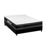 Cama Box Casal: Colchão Espuma D33 Castor Black E White Double Face + Base Crc Suede Black(138x188)