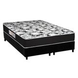 Cama Box King: Colchão Espuma D45 Luckspuma Gran Luck Black + Base Crc Suede Black(193x203)