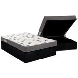 Cama Box Baú Casal: Colchão Espuma Ortobom D33 Light Saúde + Base Crc Courano Black(138x188)