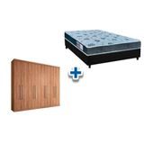 Cama Box Casal + Colchão D45 Cecina + Guarda Roupa Master Vip 8.4 Atacama