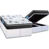 Cama Box Baú Queen: Colchão Probel D40 Premium Hiper Firme Pillow Top + Base White(158x198)