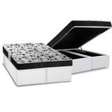 Cama Box Baú Queen: Colchão Espuma Probel D23 Prodormir Advanced + Base Crc Courano White(158x198)