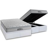 Cama Box Baú Queen: Colchão Espuma Probel D40 Premium Hiper Firme Euro Pillow + Base White(158x198)