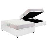 Cama Box Baú Casal: Colchão Anatômico Herval D28 / Ag65 Droom Double Face + Base White(138x188)