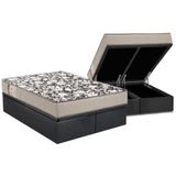 Cama Box Baú Queen: Colchão Espuma Ortobom D26 Physical Ultra Resistente + Base Gray(158x198)