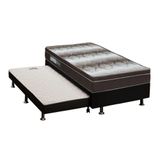Cama Box C/auxiliar Solteiro: Colchão Ortopédico Ortobom Light + Base Crc Courano Black(88x188)