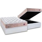 Cama Box Baú Casal: Colchão Molas Sealy Masterpocket Ensacadas Miami + Base White(138x188)