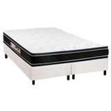 Cama Box King: Colchão Espuma D33 Castor Black E White + Base Crc Courano White(193x203)