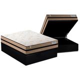 Cama Box Baú Casal: Colchão Molas Plumatex Masterpocket Ensacadas Smart Milano + Base Black(138x188)