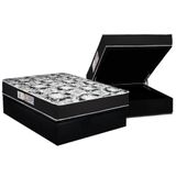 Cama Box Baú Casal: Colchão Espuma D45 Luckspuma Gran Luck Pro + Base Crc Suede Black(138x188)