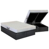 Cama Box Baú Queen: Colchão Espuma Herval D28 / Ag65 Frontier + Base Crc Suede Gray(158x198)