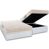 Cama Box Baú Casal: Colchão Espuma D45 Herval Droom + Base Crc Courano White(138x188)