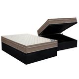 Cama Box Baú Casal: Colchão Molas Ensacadas Ortobom Superpocket Light Saúde + Base Black(138x188)