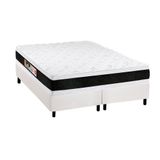 Cama Box King: Colchão Espuma D45 Castor Black E White Air Double Face + Base White(193x203)