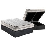 Cama Box Baú Queen: Colchão Espuma Paropas D33 Pasquale Plus Euro Pillow + Base Gray(158x198)