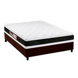 Cama Box Casal: Colchão Espuma Castor D45 Black E White Double Face + Base Crc Suede Brown(138x188)