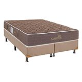 Cama Box Queen: Colchão Molas Bonnel Herval Suite Master Plus + Base Crc Suede Clean(158x198)