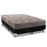 Cama Box Queen: Colchão Ortopédico Herval Ag65 Firme Fort + Base Crc Suede Black(158x198)