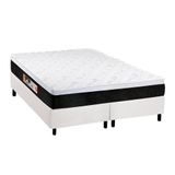 Cama Box Queen: Colchão Espuma D45 Castor Black E White Air + Base Crc Courano White(158x198)