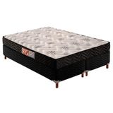 Cama Box Queen: Colchão Espuma D45 Paropas Pasquale Black + Base Crc Suede Black(158x198)