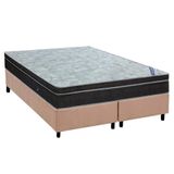 Cama Box King: Colchão Molas Ortobom Nanolastic Light Selado + Base Crc Suede Bege(186x198)