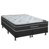 Cama Box Queen: Colchão Molas Bonnel Ortobom Nanolastic Exclusive + Base Crc Suede Gray(158x198)