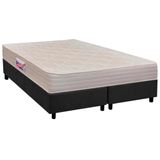 Cama Box Queen: Colchão Espuma D45 Herval New Top Double Face + Base Crc Suede Gray(158x198)