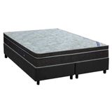 Cama Box Queen: Colchão Molas Bonnel Ortobom Nanolastic Light Selado + Base Crc Suede Gray(158x198)