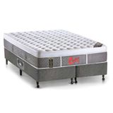 Cama Box Queen: Colchão Molas Castor Pocket Light Stress Plush + Base Sl Gold Star Cinza(158x198)