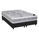 Cama Box Queen: Colchão Molas Ensacadas Castor Pocket Super Luxo Látex Plush + Base Gray(158x198)